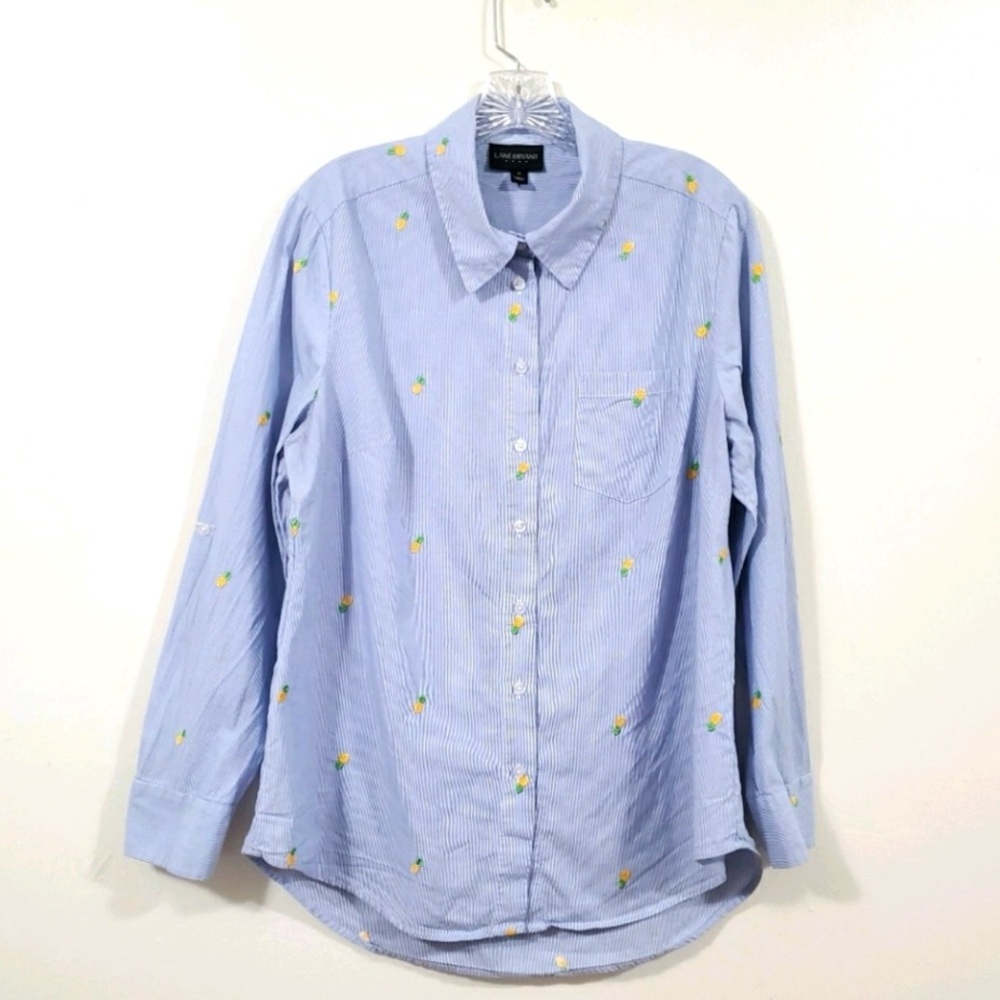 ⭐️Lane Bryant Pineapples! Button Shirt Embroidered Pineapple 14